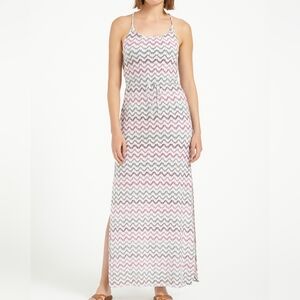 Best Society XS Purple White Chevron Strappy Sundress Maxi Dress Side‎ Slits